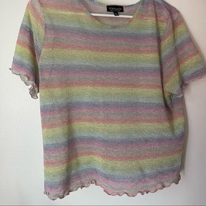 TOPSHOP. Semi-Sheer, glitter, rainbow top.